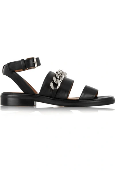 Shop Givenchy Chain-trimmed Leather Sandals In Black