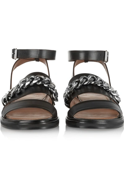 Shop Givenchy Chain-trimmed Leather Sandals In Black