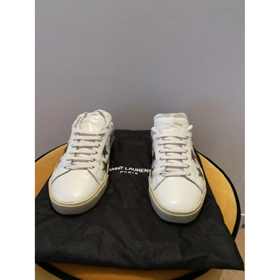 Pre-owned Saint Laurent Court Leather Low Trainers In White