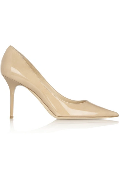Jimmy Choo Agnes Patent-leather Pumps In Sand