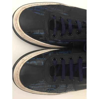 Pre-owned Jimmy Choo Leather Low Trainers In Blue