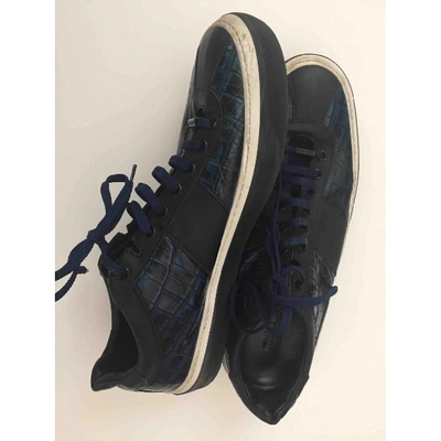 Pre-owned Jimmy Choo Leather Low Trainers In Blue