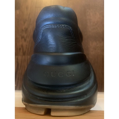 Pre-owned Gucci Rhyton Black Leather Trainers