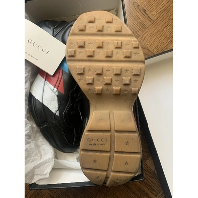 Pre-owned Gucci Rhyton Black Leather Trainers
