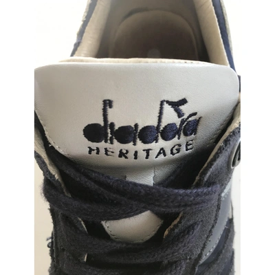 Pre-owned Diadora Leather Low Trainers In Blue