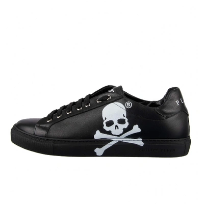 Pre-owned Philipp Plein Leather Low Trainers In Black