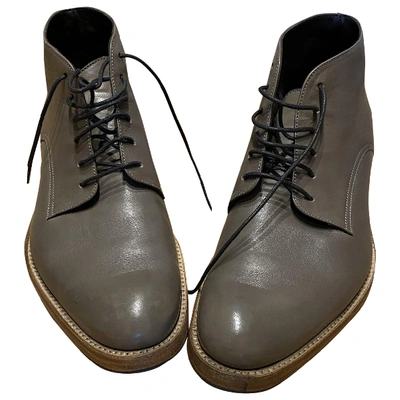 Pre-owned Dior Leather Boots In Grey