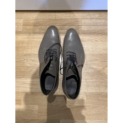 Pre-owned Dior Leather Boots In Grey
