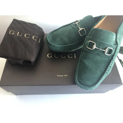 Pre-owned Gucci Flats In Green