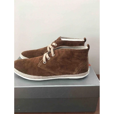Pre-owned Prada Camel Suede Boots