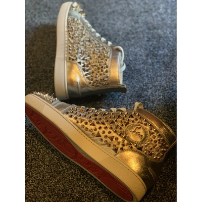 Pre-owned Christian Louboutin Louis Gold Leather Trainers