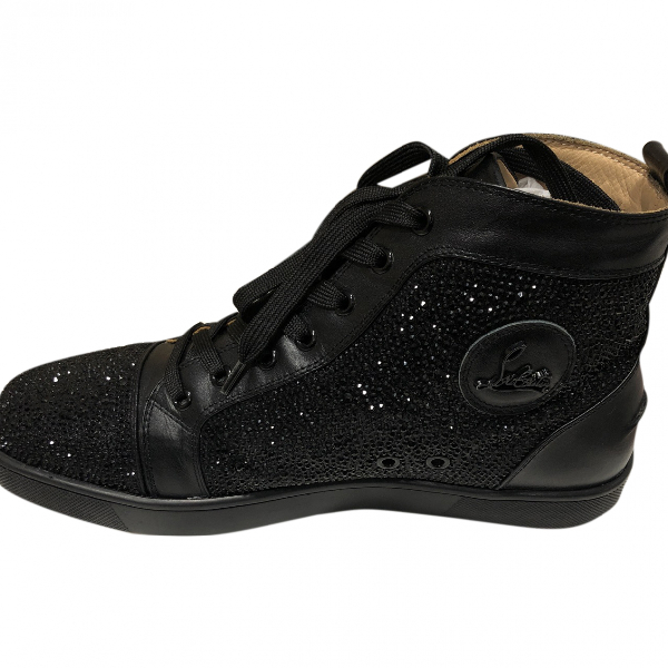 louboutin black glitter shoes