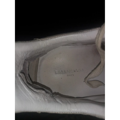 Pre-owned Balenciaga Arena Leather Low Trainers In White