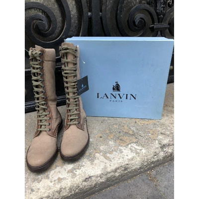 LANVIN Pre-owned Cloth Boots In Khaki