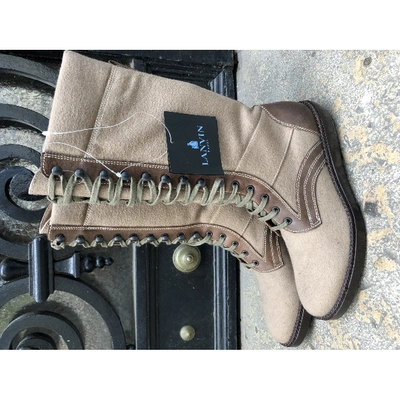 Pre-owned Lanvin Cloth Boots In Khaki