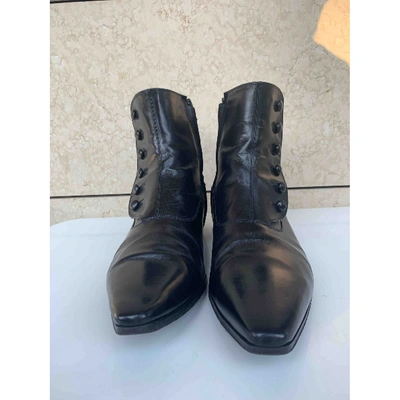 Pre-owned Dior Leather Boots In Black