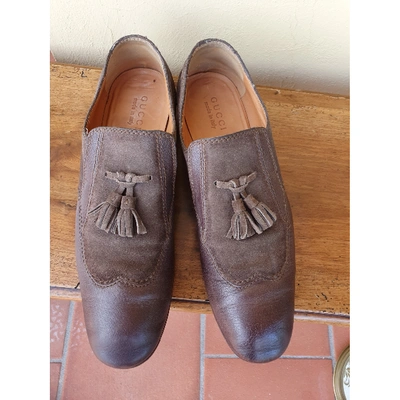 Pre-owned Gucci Leather Flats In Brown