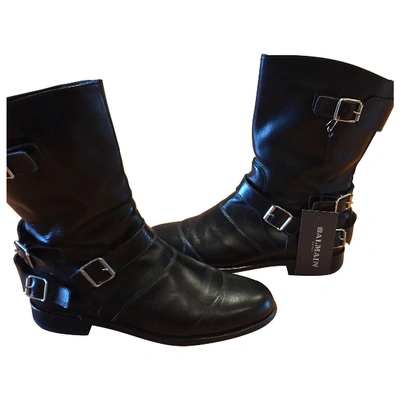Pre-owned Balmain Leather Boots In Black