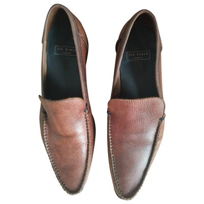 Pre-owned Ted Baker Leather Flats In Brown