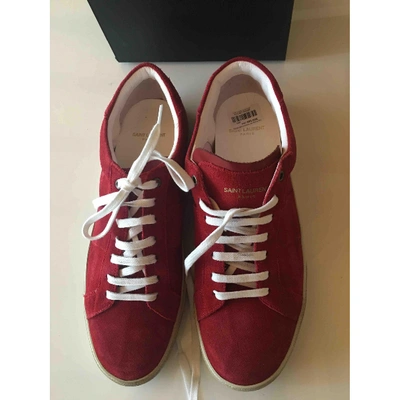 Pre-owned Saint Laurent Court Low Trainers In Burgundy