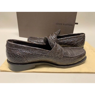 Pre-owned Louis Vuitton Brown Alligator Flats