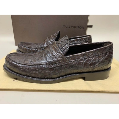 Pre-owned Louis Vuitton Brown Alligator Flats