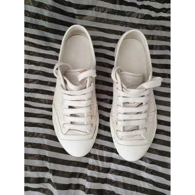 Pre-owned Gucci Leather Low Trainers In White