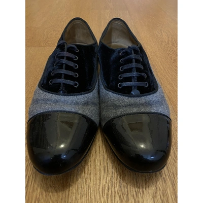 Pre-owned Christian Louboutin Cloth Lace Ups In Black