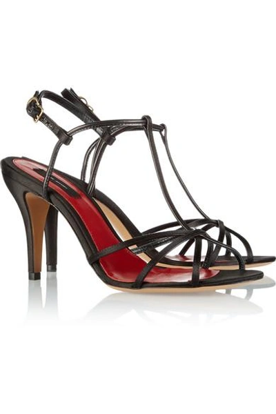 Shop Marc Jacobs Satin And Leather Sandals In Black