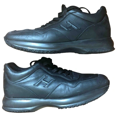 Pre-owned Hogan Leather Low Trainers In Black