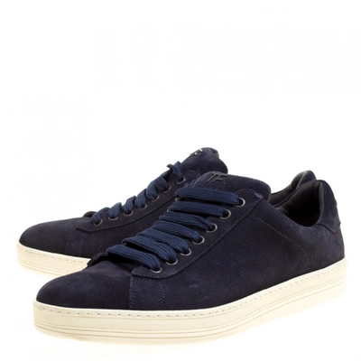 Pre-owned Tom Ford Navy Suede Trainers