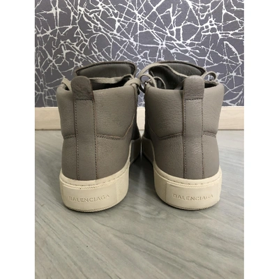 Pre-owned Balenciaga Arena Grey Leather Trainers