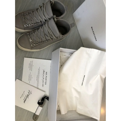 Pre-owned Balenciaga Arena Grey Leather Trainers