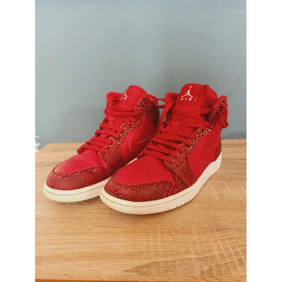 Pre-owned Jordan 1  Leather High Trainers In Red