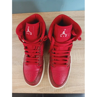 Pre-owned Jordan 1  Leather High Trainers In Red