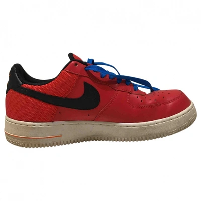 Pre-owned Nike Air Force 1 Leather Trainers In Red