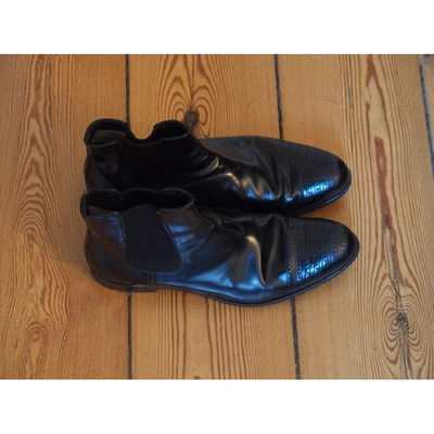 Pre-owned Prada Patent Leather Boots In Black