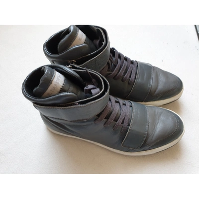 Pre-owned Jil Sander Leather High Trainers In Anthracite