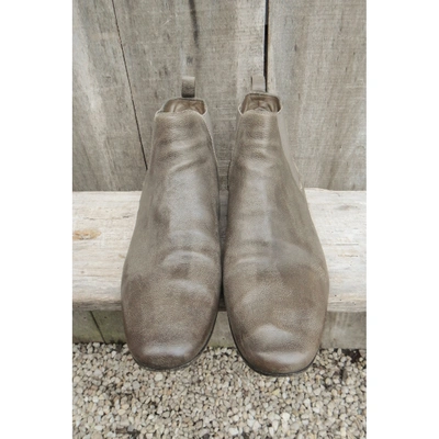 Pre-owned Sartore Leather Boots In Grey