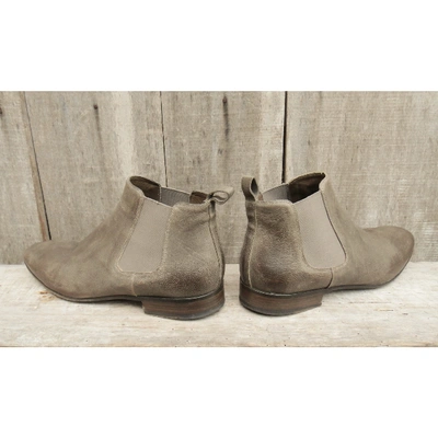 Pre-owned Sartore Leather Boots In Grey