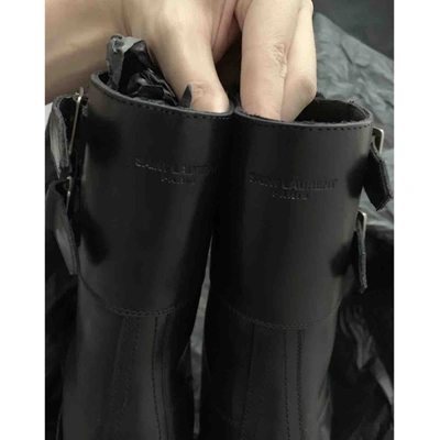 Pre-owned Saint Laurent Army Leather Boots In Black