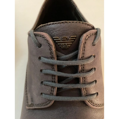 Pre-owned Armani Jeans Grey Leather Lace Ups