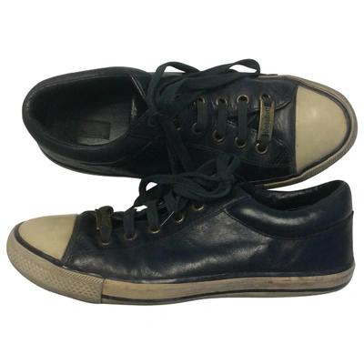 Pre-owned Belstaff Leather Low Trainers In Blue