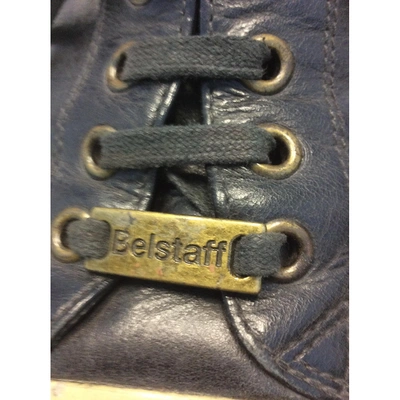 Pre-owned Belstaff Leather Low Trainers In Blue