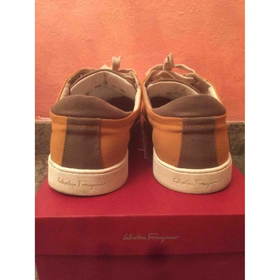 Pre-owned Ferragamo Cloth Low Trainers In Camel