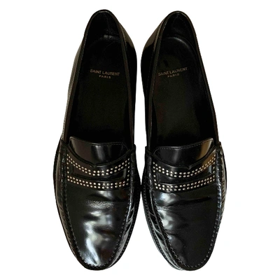 Pre-owned Saint Laurent Leather Flats In Black