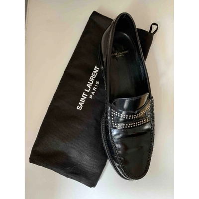 Pre-owned Saint Laurent Leather Flats In Black