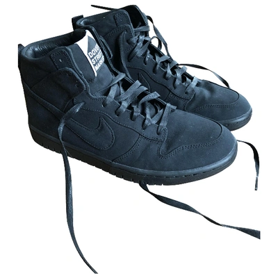 Pre-owned Nike Air Force 1 Leather High Trainers In Black