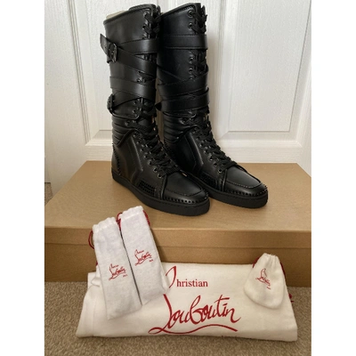 Pre-owned Christian Louboutin Leather Boots In Black