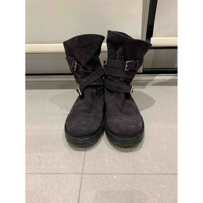 Pre-owned Dior Anthracite Suede Boots